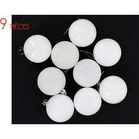 Boules de Noël BLANC 9 pcs Ø6cm - SILUMEN