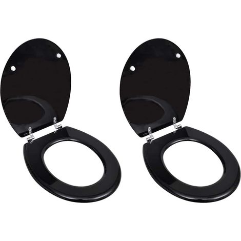 Toilettensitze mit Deckel 2 Stk. MDF Schwarz