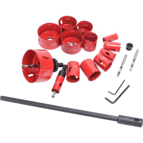 21-teiliges HSS-Lochsägen-Set mit Schnellschneid-, Kernbohrer-, Verlängerungsstange, Gewindeadapter und Sechskantschlüssel. (1/5)