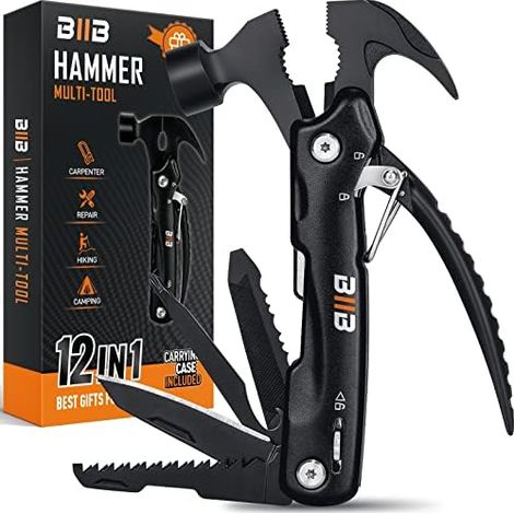 Cadeau Fete des Peres, Homme 12 en 1 Outil Multifonction, Anniversaire Homme, Idee Peres Gadget Insolite Utile, Papa Camping Accessoires Noir - (1/5)