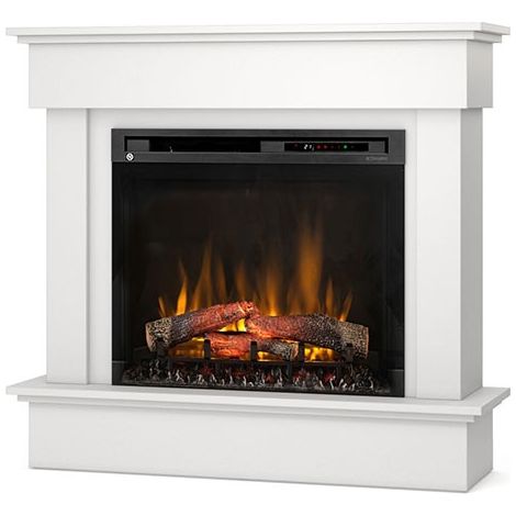 Caminetto elettrico a libera installazione a LED - 28" - Bianco opaco - 111,5 x 102 x 33,5 - TORMES (1/5)