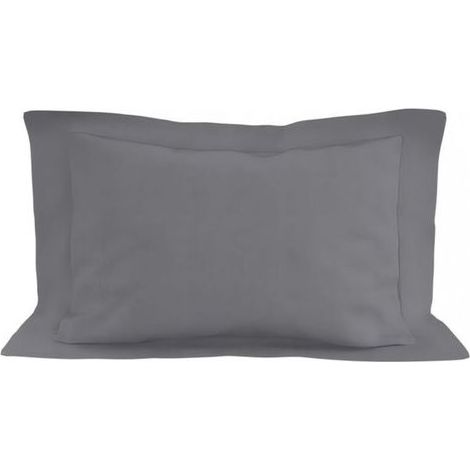 Taie d\\\\oreiller en coton 57 fils 50x70 cm gris, par 50 x 70 cm gris (1/4)