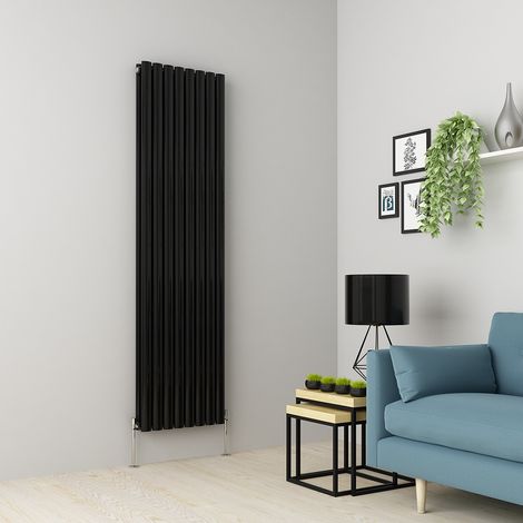 Warmehaus Oval Panel Radiator Black Vertical Double 1800x472mm (1/5)