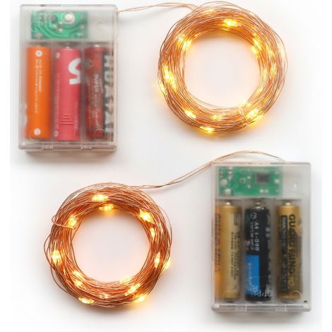 Catena luminosa LED 5 m 50 luci 2 pile senza pile con pile (1/5)