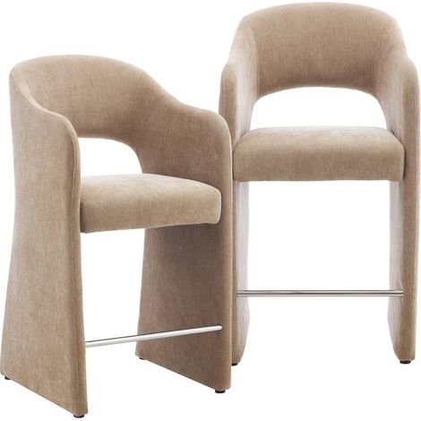 Tabouret de bar en tissu écru Séphira (lot de 2)