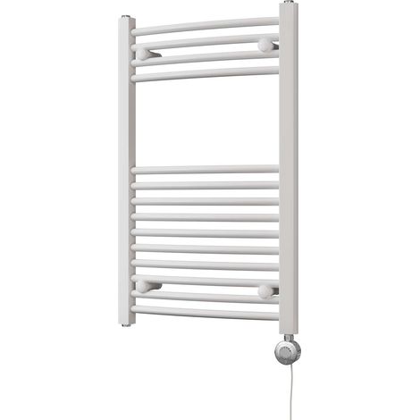 Zennor - White Electric Towel Rail H800mm x W500mm Curved 300w Thermostatic (1/3)