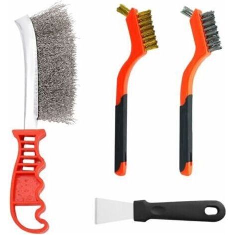 Brosse En Acier Inoxydable 3 Pièces Avec 1 Pelle De Nettoyage De Cuisine, Ensemble De Brosses Métalliques à Main, Brosse De Nettoyage De La Rouille