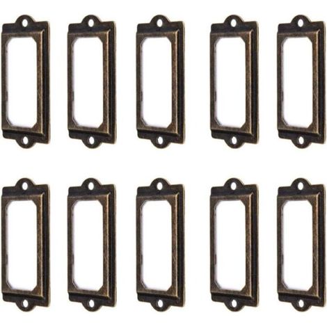 50Pcs porte-étiquette 60 x 17 mm métal bronze vintage porte-étiquette porte-cartes bibliothèque tiroir armoire (1/5)