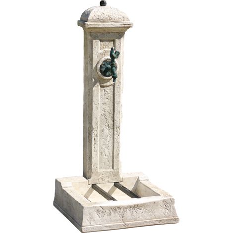 Fontaine de jardin Colonne Longchamp en pierre reconstituée