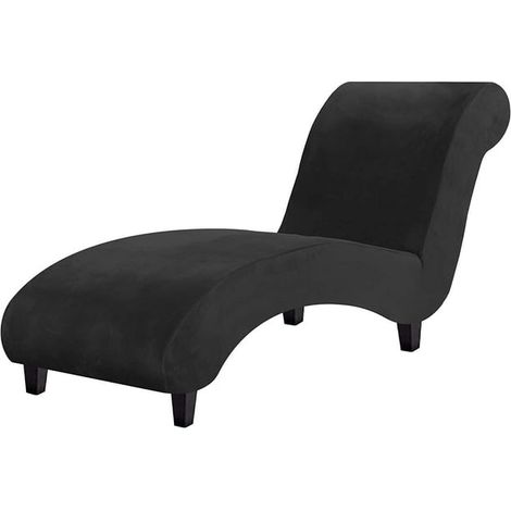 Housse de canapé lounge en velours extensible, protège-meuble de luxe pour salon, anti-poils de chien, lavable en machine, housse de chaise longue noire (1/5)