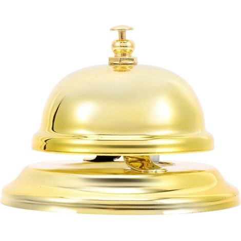 Cloche à main en alliage pour service, sonnerie de jeu, cloche de table pour hôtel (style aléatoire)-8.5x8.5cm-Golden (1/3)