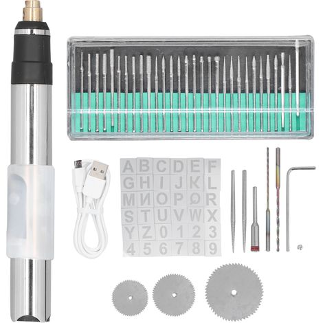 Stylo Graveur Électrique Sans Fil 25W, Rechargeable USB, avec 36 Pochoirs - Machine de Gravure Portable Mini (1/5)