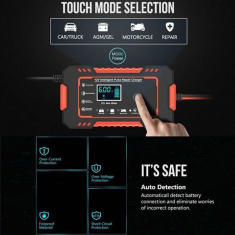 Chargeur De Batterie - 10 A - 12 V - 7 Étapes De Charge - Écran LCD - Automatique - Pour Batteries Plomb-Acide Et LiFePO4 (1/4)