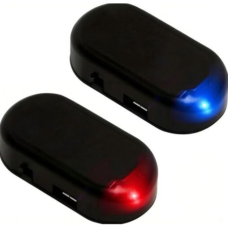 2pcs L'alarme Solaire de Voiture, L'alarme Solaire De Alarme Voiture Anti vandalisme Clignotement Nocturne, Avertissement de Solaire Système Anti-vol Flash, Alarme Factice Voiture de Sécurité Lampe (1/5)