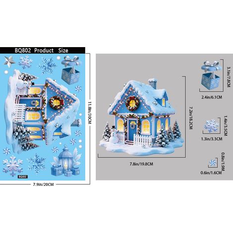 Décorations de Noël, autocollants pour fenêtres, Père Noël, bonhomme de neige, renne, autocollants statiques pour vitres, autocollants flocons de neige pour fenêtres