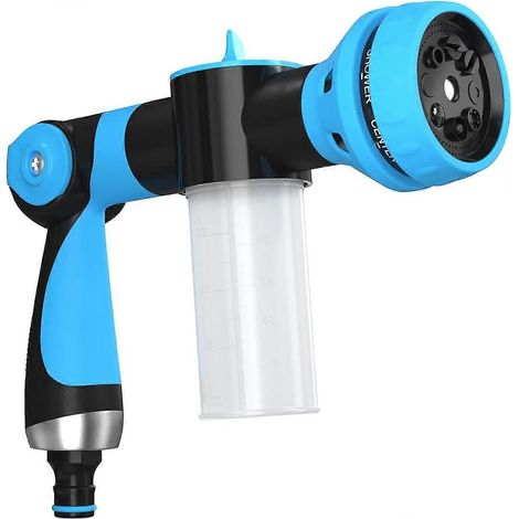 Garden Hose Nozzle, Adjustable Garden Foam Spray Gun 8 Spray Modes with 3.5oz/100cc Soap Dispenser, for Car Plants Pets Cleaning (1/5)