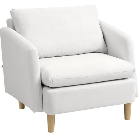 Fauteuil Moderne en Tissu avec Assise Spacieuse et Rembourrage Épais, Dimensions 90x86x91 cm, Couleur Crème (1/5)