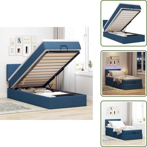 Coprimaterasso - vidaXL Pouf Letto con Materasso e LED Blu 100x200 cm in Tessuto - Letto con testiera