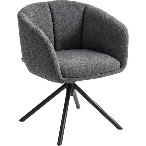 Fauteuil,chaise rembourrée avec coque confortable,pivot,housse douillet,jusqu’à 120 kg,gris foncé (1/5)