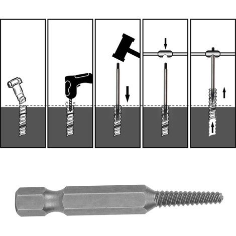 Extracteur de vis (lot de 5) pour boulons cassés ou endommagés, à tige hexagonale, outil de démontage facile électrique (1/5)