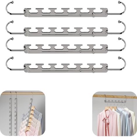 Portant à vêtements 4 pièces portant pour vêtements d'extérieur portant pour pantalons crochet pour vêtements (argent, 2652cm) (1/5)
