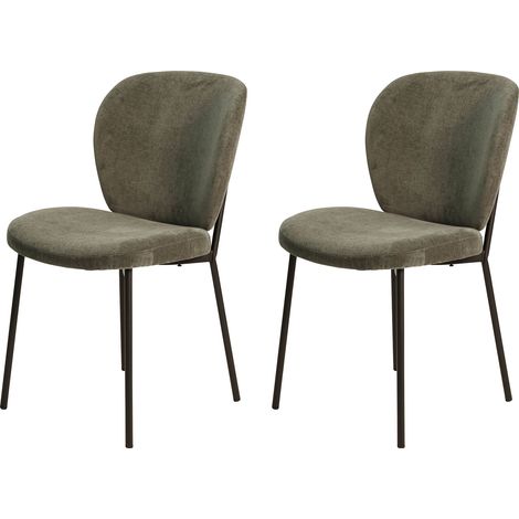 Lot de 2 chaises en tissu vert foncé et noir - ELBA (1/5)