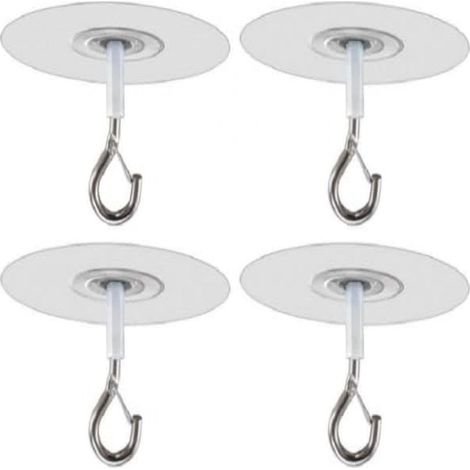 Crochet Plafond Auto-Adhésif - Crochet Plafond Verrouillable Sans Perçage - Pour Suspension Plantes et Objets Légers - 4 Pièces (1/5)