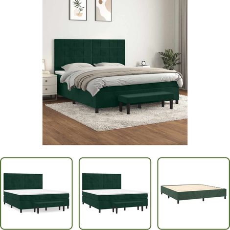 Matratze - Boxspringbett mit Matratze Dunkelgrün 160x200 cm Samt (1/5)