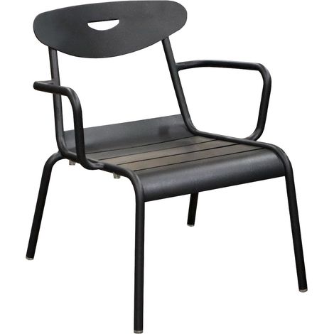 PROLOISIRS Fauteuil empilable en aluminium - SMILEY - Structure tube rond Ø 25 mm - Coloris graphite