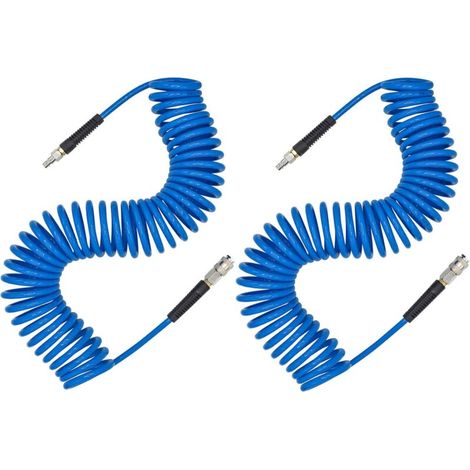 YOTOO Lot de 2 tuyaux de compresseur d'air en polyuréthane,10 m de long,6 mm de diamètre intérieurx9.5 mm de diamètre extérieur,Coupleur rapide et prise européenne de 6.35 mm,Bleu