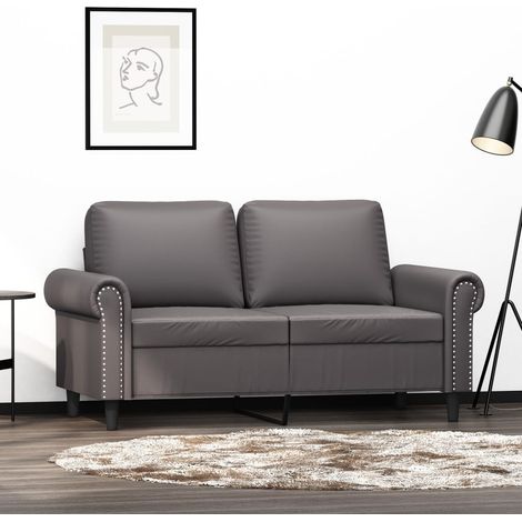 Canapé-Sofa à 2 places Gris 120 cm Similicuir 143055 (1/5)