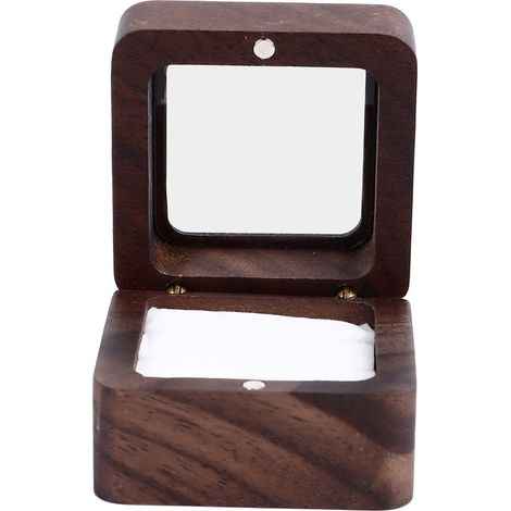 Boîte à bagues double en bois avec couvercle transparent pour cérémonie de mariage ou demande en mariage (1/5)