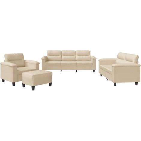 Maison Exclusive - Ensemble de canapés 4 pcs avec coussins crème tissu microfibre