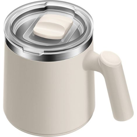 Tazza da viaggio in acciaio inox, tazza da tè portatile per ufficio, borraccia termica a doppia parete, ideale per campeggio e attività all'aperto, colore bianco. (1/5)