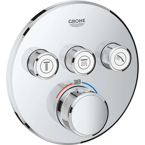 Grohe – Mitigeur thermostatique de douche encastré 3 sorties – Finition chromée – Technologie TurboStat pour régulation instantanée – Sécurité anti-brûlure (1/10)
