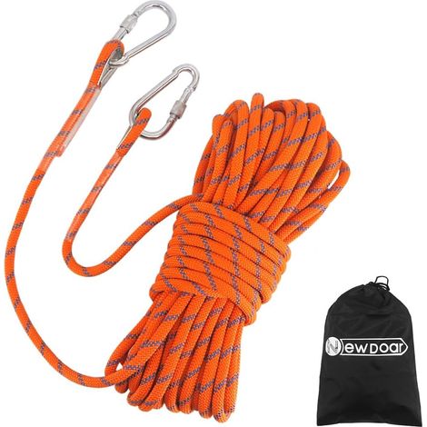 18KN Static Climbing Rope 10mm (3/8") Cord Accessory Equipment 10m, 20m, 30m, 50m Evacuation Rope Ice Climbing Equipment Fire Rescue Rope-Orange/10m (1/5)