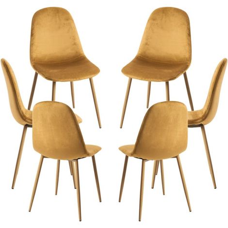 Packs Sillas Comedor - Pack 6 Sillas Teok Terciopelo - Mostaza (1/5)