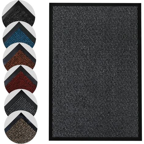 Paillasson pour intérieur et extérieur - Très résistant - En caoutchouc antidérapant - Super absorbant - Lavable - Attrape la saleté - Gris - 40 x 60 cm (1/5)