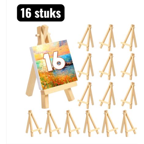Lot de 16 mini chevalets en bois de 8 x 15 cm avec trépied multifonction pour photos dessins d enfants et smartphone support de bureau décoratif (1/5)