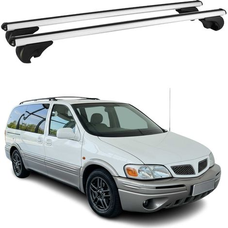 OMAC Barres de toit en aluminium pour Chevrolet Trans Sport 1996-2005 – TÜV / DIN 75302:2019 – Antivol inclus – Charge max 75 kg – 2 barres Argent (1/4)