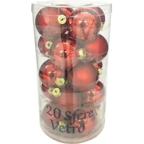Set 20 sfere natalizie rosse 6 cm. (1/2)