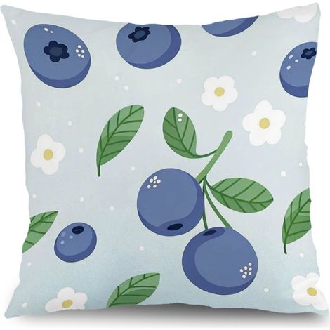 Housse de coussin fleurs bleu rose jaune, décoration canapé-lit,45×45cm (1/5)