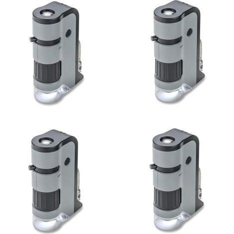 Carson MicroFlip 100x-250x Microscopio Tascabile LED e UV - Base a Scorrimento Ribaltabile - Compatibile Smartphone - Ideale per STEM e Insetti - Set da 4 (MP-250MU) (1/5)