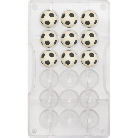 Decora 0050103 Stampo Professionale Cioccolatino Pallone Calcio, 18 Cavità, ø 25 x h 20 Mm, In Policarbonato, Ideale per Realizzare Cioccolatini Lucidi e Croccanti, Design Professionale, Made in Italy (1/4)