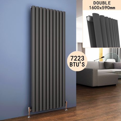 ELEGANT 1600 x 590 mm Vertical Column Designer Radiator Double Oval Panel Anthracite Central Heating Radiators (1/5)