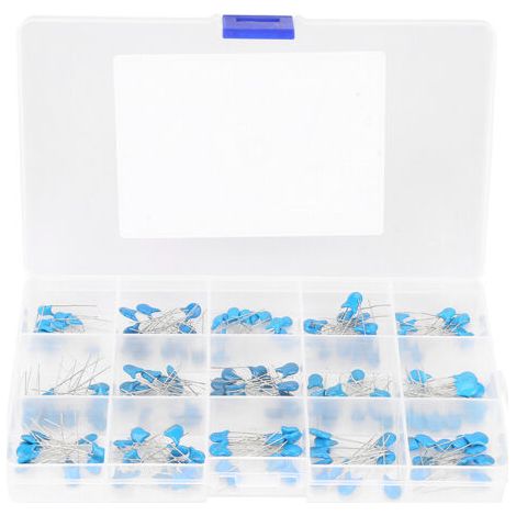 Kit d'assortiment de 180 condensateurs céramiques haute tension 1 kV, 15 valeurs, de 100 pF à 10 000 pF