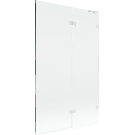 Mexen Lunar L paroi de baignoire 2 volets droit 110 x 150 cm, transparent, blanc - 897L-110-100-20-00-P (1/5)