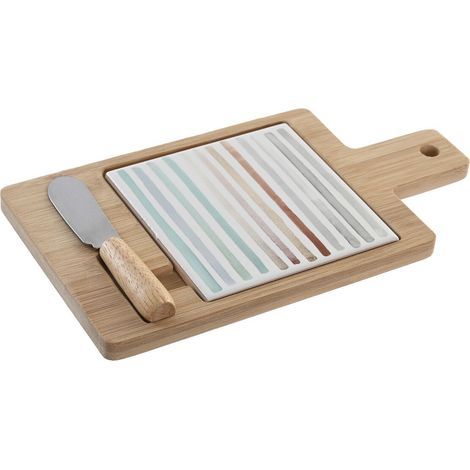 DKD Home Decor Tablett de Snacks de der Marke, Multicolour, de Bambus und gres (21,5 x 11,8 x 1,5 cm) (1/5)