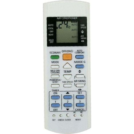 Panasonic Air Con Remote Control Commande à distance pour Air‑Con White ABS , XU,Télécommande de Remplacement pour Climatiseur A75C3300 3208 3706 3708 3883 3935 - KZQ