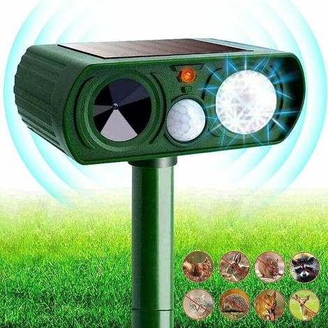 Répulsif Chat Jardin à Ultrasons. 5 Modes. Alimenté par USB ou Solaire. Répulsif Chats avec Piquet au Sol Cisea (1/5)